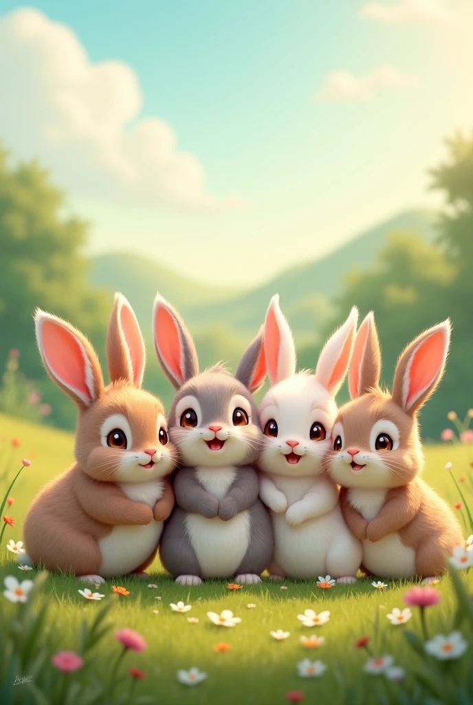 Cute bunnies thanking 

