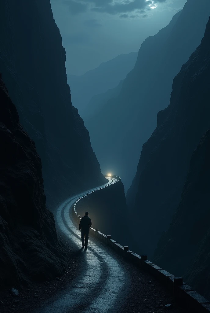 On a new moon night, the narrow, winding road over the mountain pass is shrouded in darkness and is full of steep inclines and sharp curves. If you step over the unreliable guardrail, you will fall headfirst into the valley below - a terrifying route.