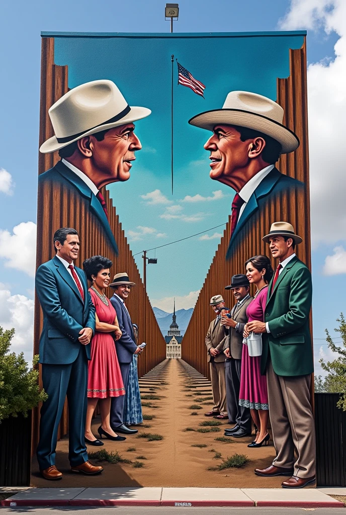 mural depicting classism and corruption between the US.UU. and Mexico on the border