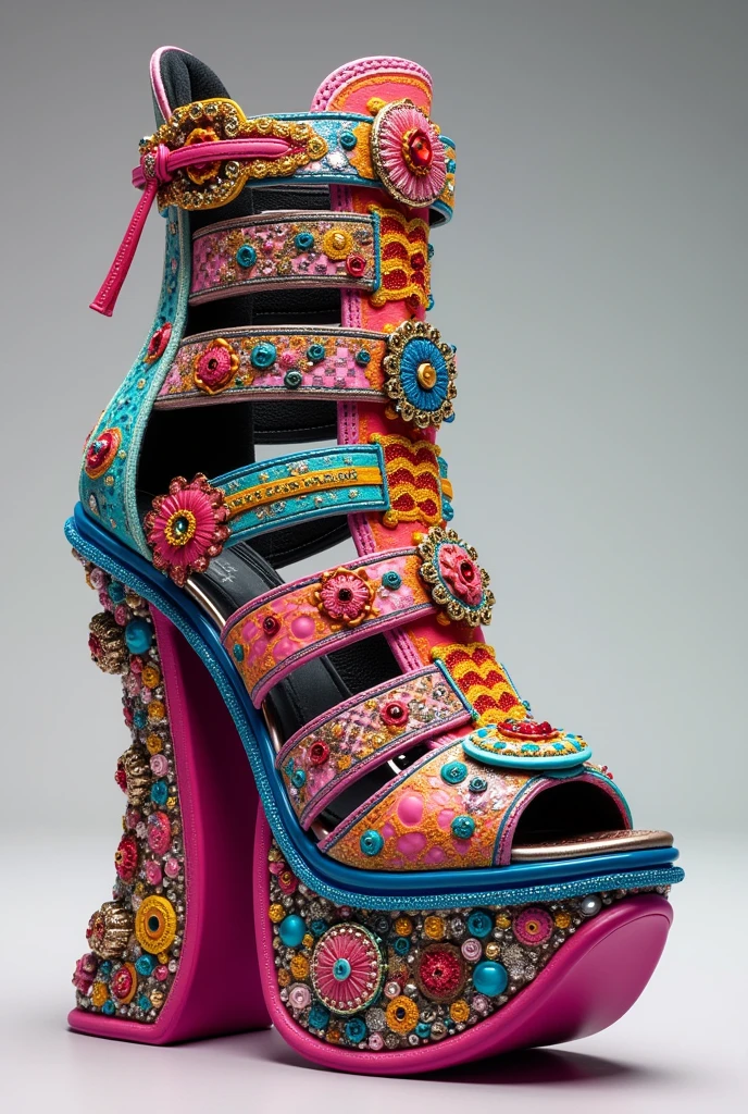 Extravagant and colorful platform sandals