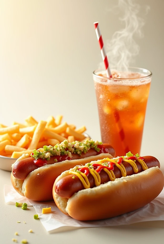 Image for advertising two hot dogs and a soft drink