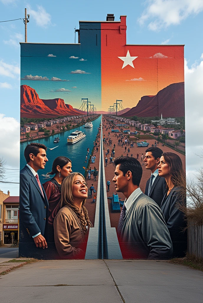 mural depicting classism and corruption between the US.UU. and Mexico on the border