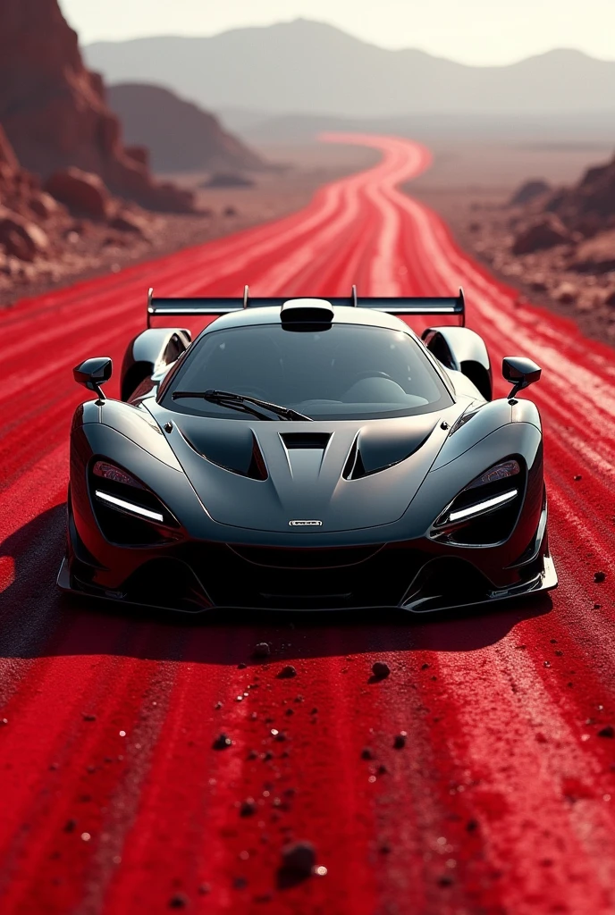 A black McLaren Senna on a blood track