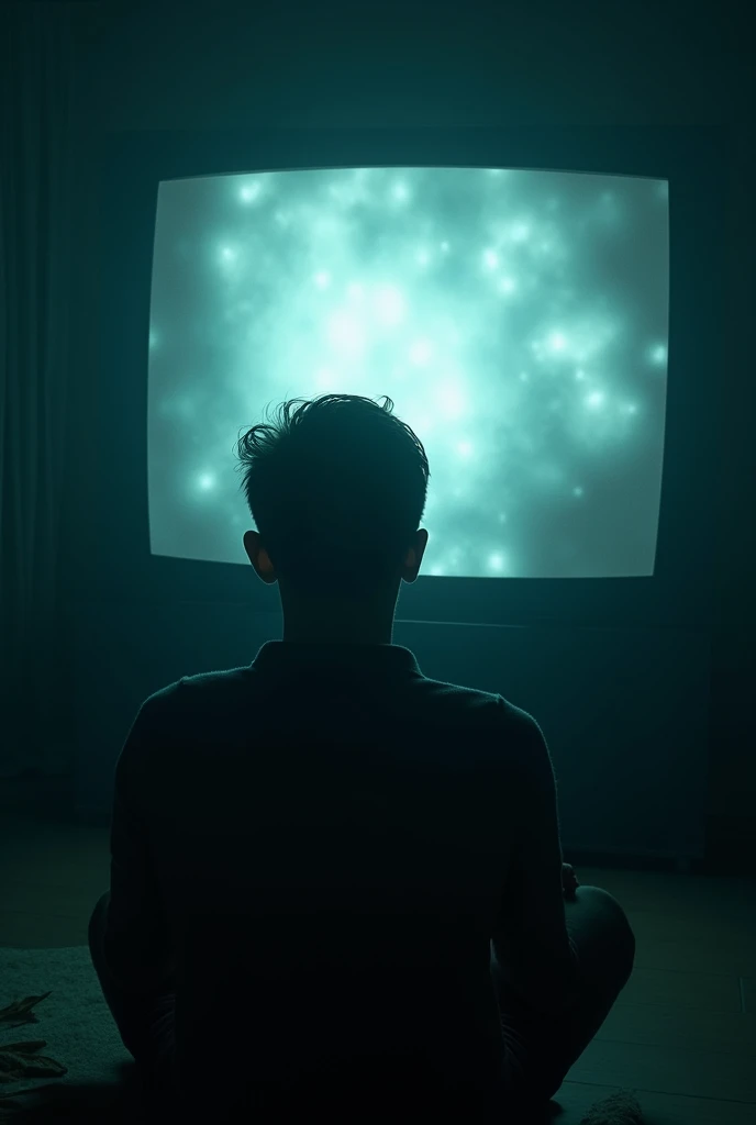A person being manipulated and hypnotized while watching television sitting in front of a screen 