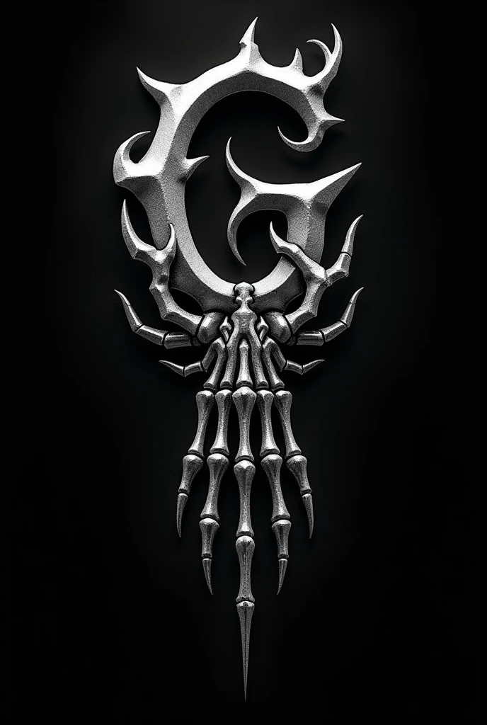 create a logo tattoo studio with the gothic font of the letter “G” with arebesques and a zombie hand