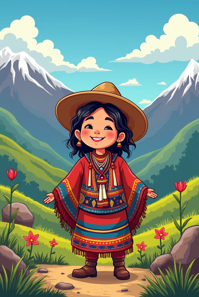 Cartoon image of an indigenous person from the Bolivian highlands
