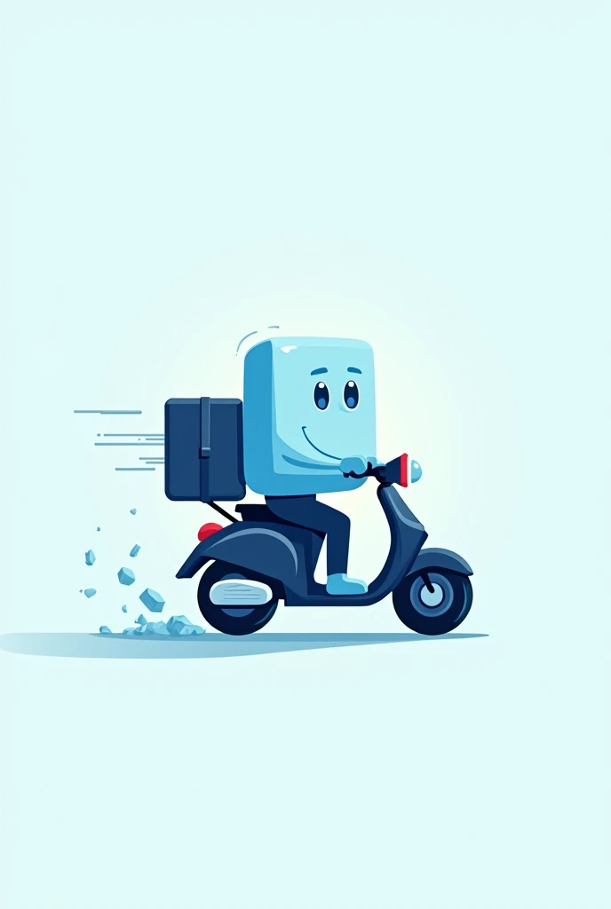 Make me a logo for a delivery company that only sells frozen products. It has to be like a vector., minimalist in which it is an ice cube making a delivery by motorcycle
