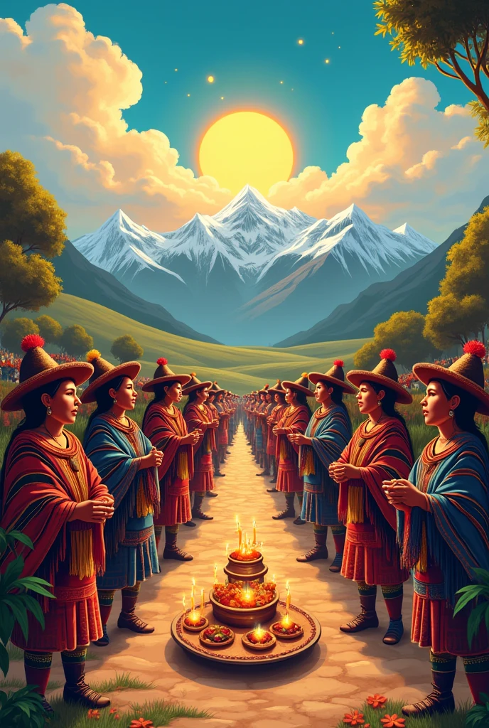 Make an image like a margin related to the Aymara New Year of Bolivia