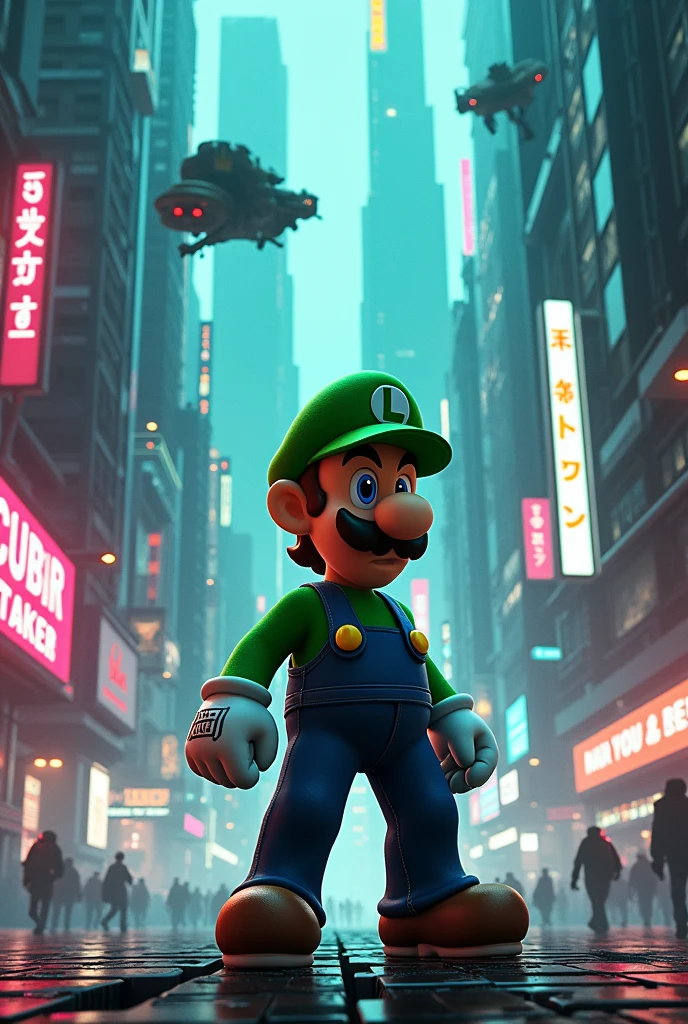 Luigi from Mario Bros in a Cyber
