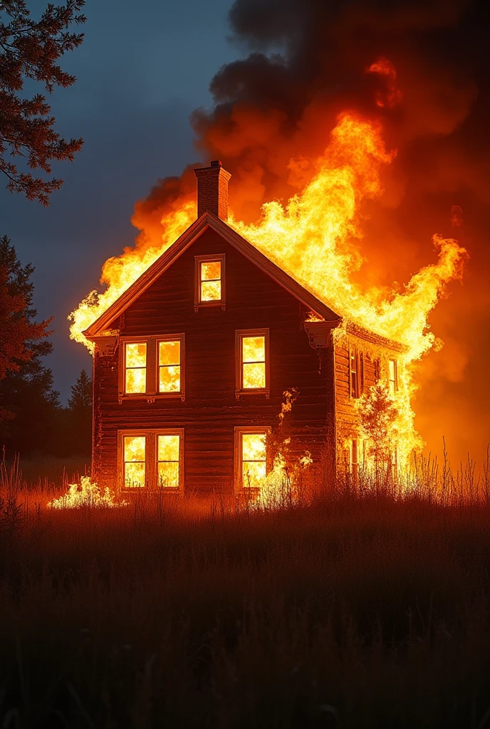IMAGE OF A HOUSE ON FIRE IS BEING PLAYED ON ULA TV