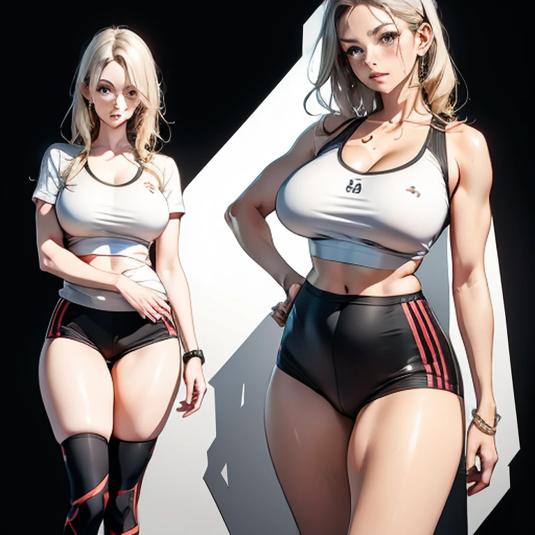 real girl, (skinny:1.5), blond in underwear with massive tits in a yoga pose, (full body:1.5), huge cameltoe highly visible