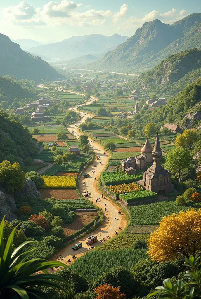 Create a realistic image of global agriculture 