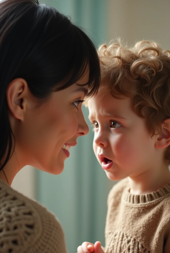 child screaming and adult watching the child scream and do nothing