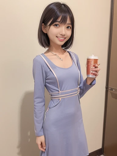 Japanese female, (underweight), (flat chest best quality:1.5), 30 years old, (cheerful grin:1.3),
Bodycon Dress,town