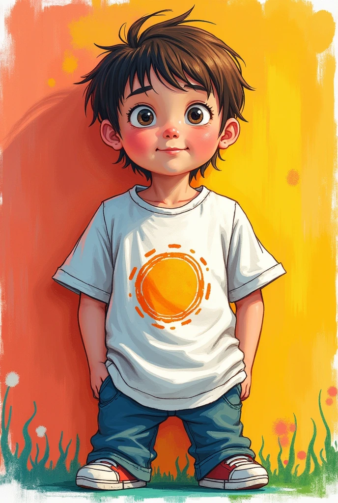 A T-shirt as if painted by a child
