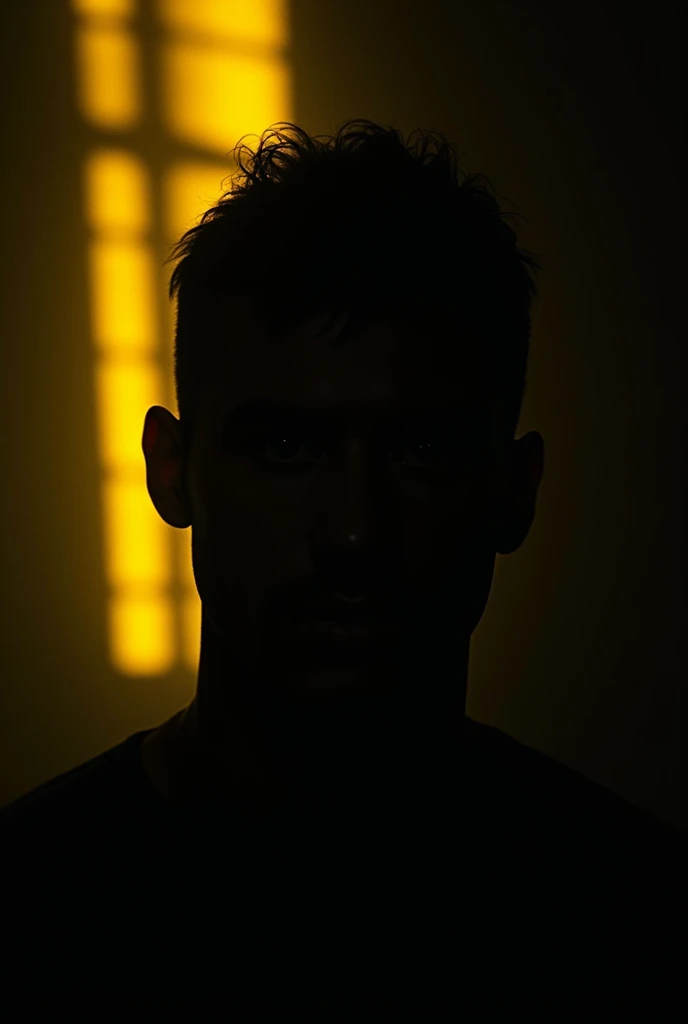 Black and yellow face silhouette dark