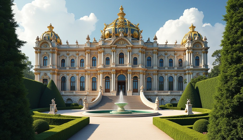 Create a horizontal photograph of a palace in the Baroque architectural style.