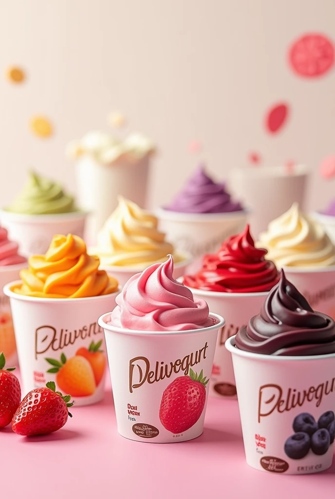 Yogurts of different flavors, that they say Deliyogurt