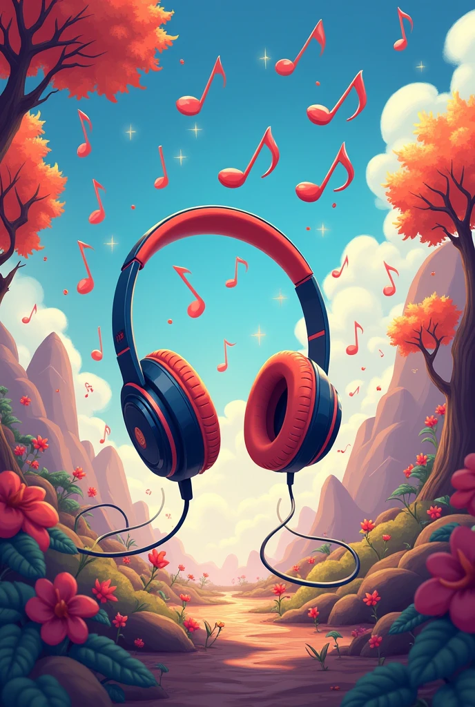 earphones, music in cartoon