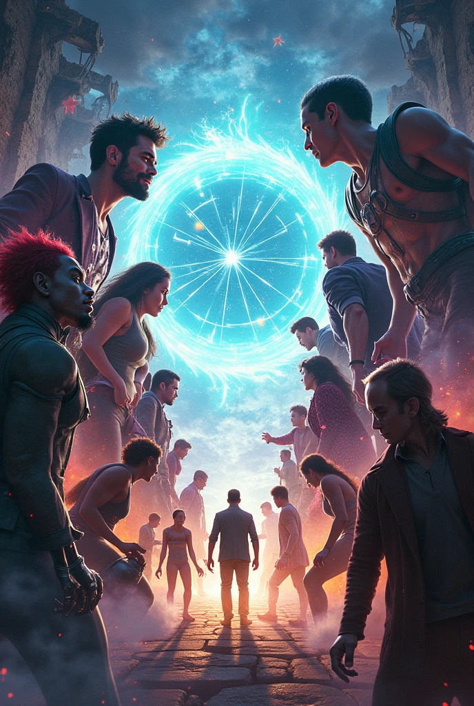 Make a POST Placing a portal in the middle and the characters coming out on the right and left side of the portal Mad Hatter Cyborg Joker Echo (Maya Lopez)
Jason Grace
Leo Valdez
Loki
Nico di Angelo
Piper McLean
Professor Xavier
Reyna Avila
Toph
Thor