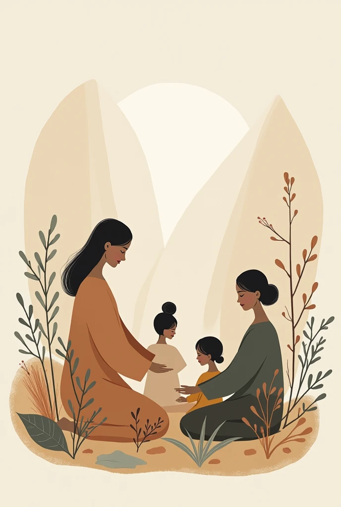 Create an abstract image of self-care in family traditions that reflects the keywords resilience, balance and habits
