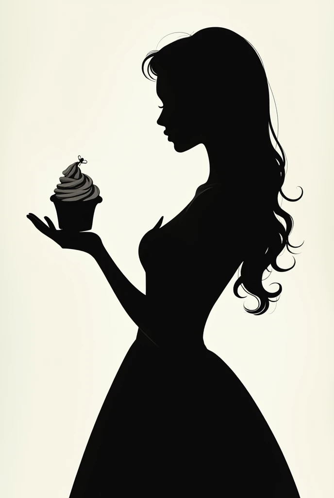 Silhouette of a woman with a cupcake