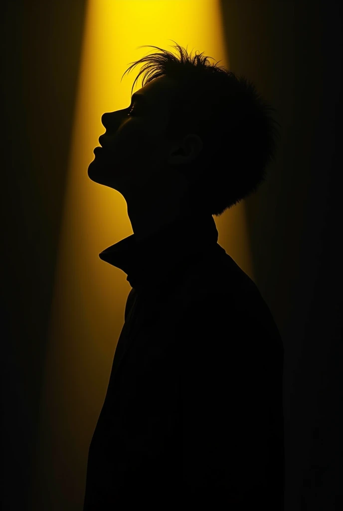 Black and yellow face silhouette dark