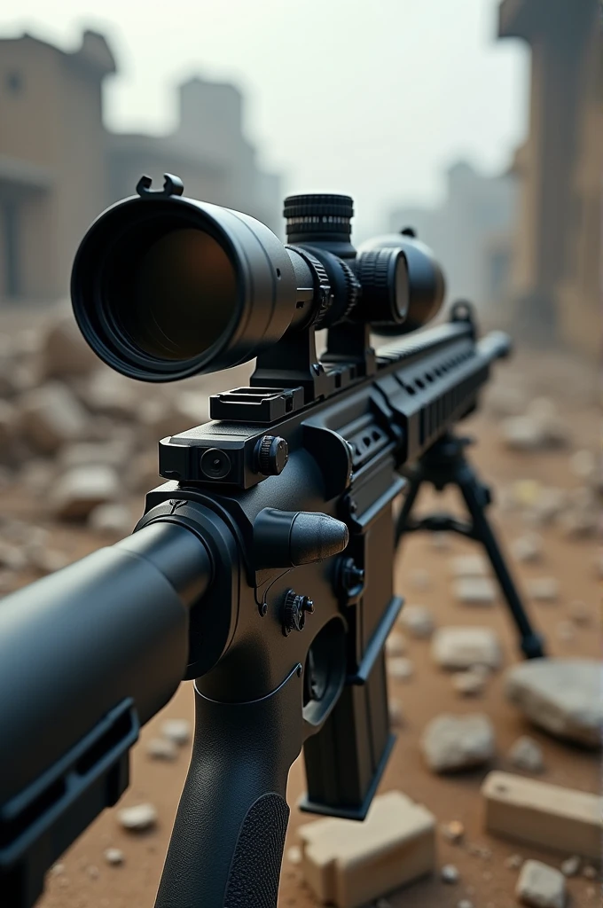 ((Best Quality)), ((masterpiece)), (detailed), (original), (realist), position set in telescopic sight, 5.56mm high precision, roughened background war,
