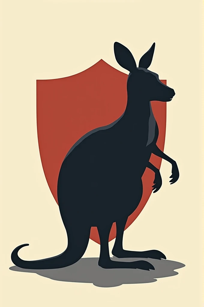 Silhouette of a kangaroo and a shield in the background. The image in two dimensions 
