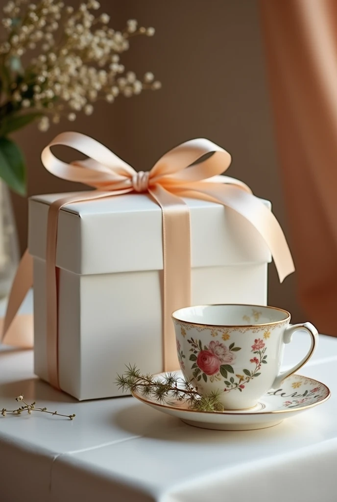 A box with a cup and a gift for the bride's parents