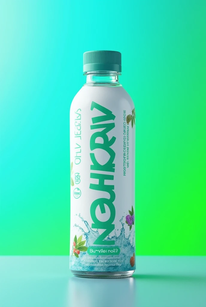 a label for a hydrating water bottle with electrolytes and vitamins to print in two colors, blue and green