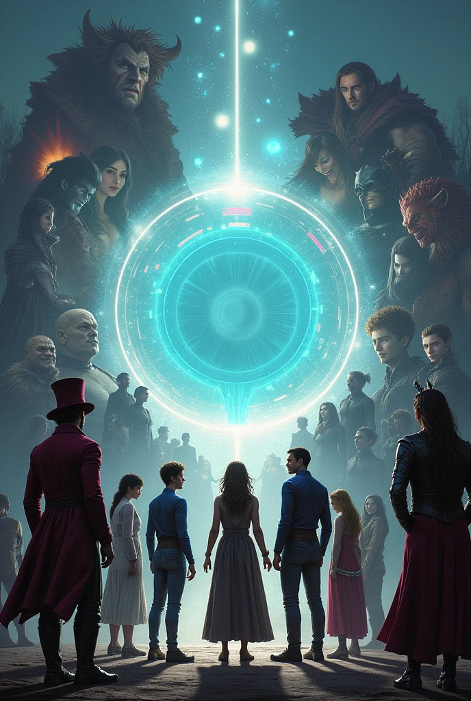 Make a POST Placing a portal in the middle and the characters below around the portal Mad Hatter Cyborg Joker Echo (Maya Lopez)
Jason Grace
Leo Valdez
Loki
Nico di Angelo
Piper McLean
Professor Xavier
Reyna Avila
Toph
Thor