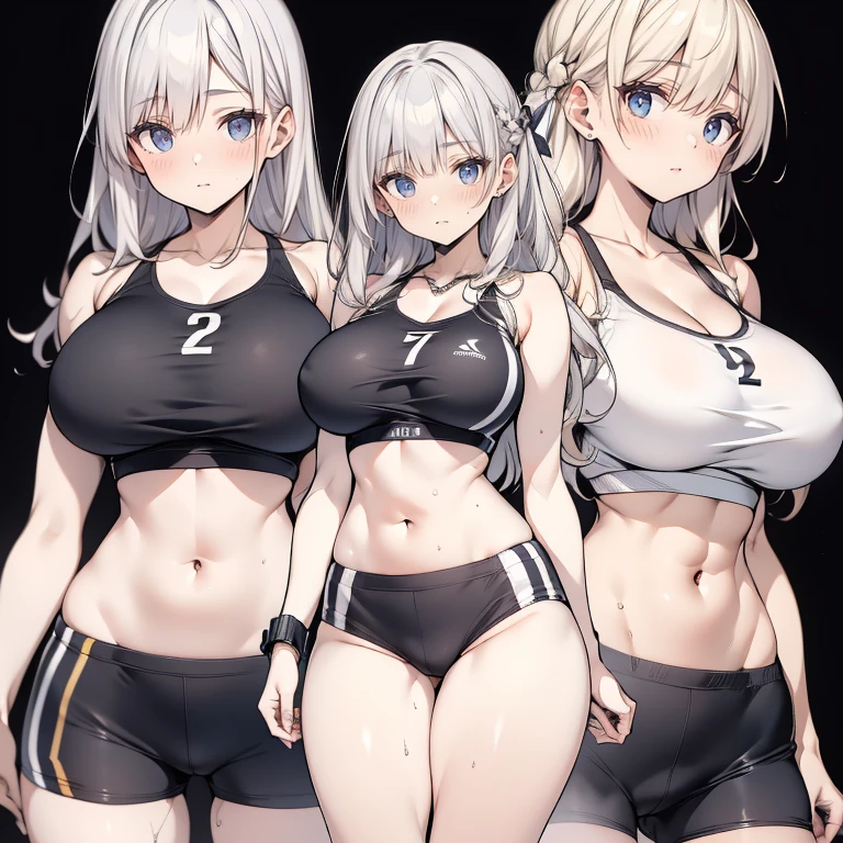 Anime Kawaii sexly Perfect Slim sensual body large breast and huge thighs, An intricate and highly detailed illustration of anime (Young girl garota, make up, mask, Lips are soft or colored., simple black background, minimalism, monotonous, Simple color palettes, to clean, Crisp drawings, fluid silhouettes, sports shorts, Sheer shirts and blouses, asymmetric, Geometric, Volleyball Clothing, Simple and minimalist accessories, Fine silver or gold necklaces and rings, Simple bracelets, Different projects, simple silhouettes, simple and sophisticated style, lealdade, minimalism, high quality materials, gym print, high-fashion, Simplicity and sophistication, rot, Color rot, sexly, nsfw, erotic, humida, muscular, musculature, dirty gym, dynamic poses, exercise