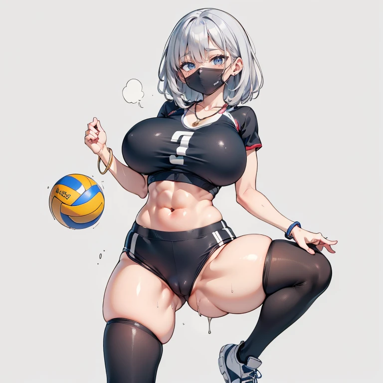 Anime Kawaii sexly Perfect Slim sensual body large breast and huge thighs, An intricate and highly detailed illustration of anime (Young girl garota, make up, mask, Lips are soft or colored., simple black background, minimalism, monotonous, Simple color palettes, to clean, Crisp drawings, fluid silhouettes, sports shorts, Sheer shirts and blouses, asymmetric, Geometric, Volleyball Clothing, Simple and minimalist accessories, Fine silver or gold necklaces and rings, Simple bracelets, Different projects, simple silhouettes, simple and sophisticated style, lealdade, minimalism, high quality materials, gym print, high-fashion, Simplicity and sophistication, rot, Color rot, sexly, nsfw, erotic, humida, muscular, musculature, dirty gym, dynamic poses, exercise