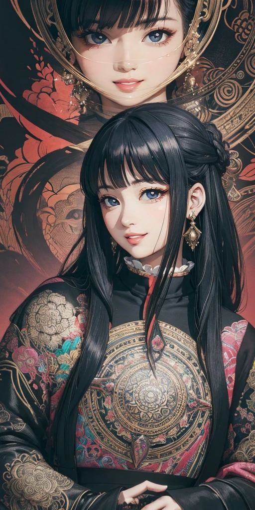 official art, unity 8k wallpaper, ultra detailed, beautiful and aesthetic, masterpiece, best quality, chinese style, (zentangle, mandala, tangle, entangle), ecstasy of flower, 1girl, extremely detailed, dynamic angle, cowboyshot, the most beautiful form of chaos, elegant, a brutalist designed, vivid colours, romanticism, by james jean, roby dwi antono, ross tran, francis bacon, michal mraz, adrian ghenie, petra cortright, gerhard richter, takato yamamoto, ashley wood, atmospheric