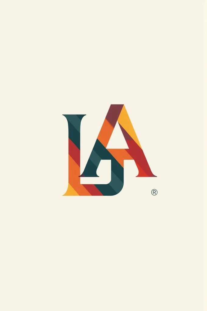 Creative logo with the letters "L" and "A" utilizando formas and colores (implemented in the design), Aesthetic, anything , that the letters are notable, anything abstracto, formal
