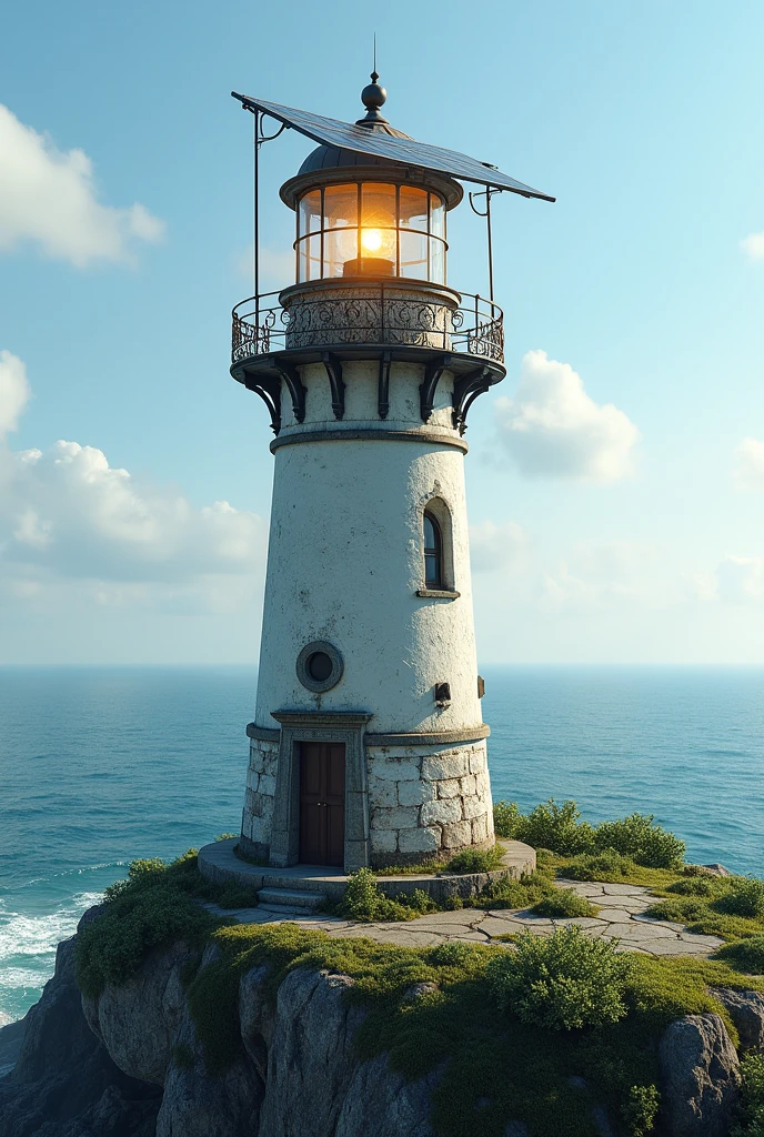 A lighthouse using a solar panel