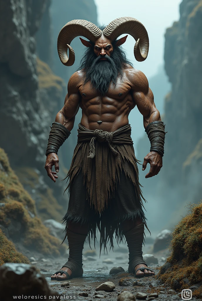 A man whit ram horns
