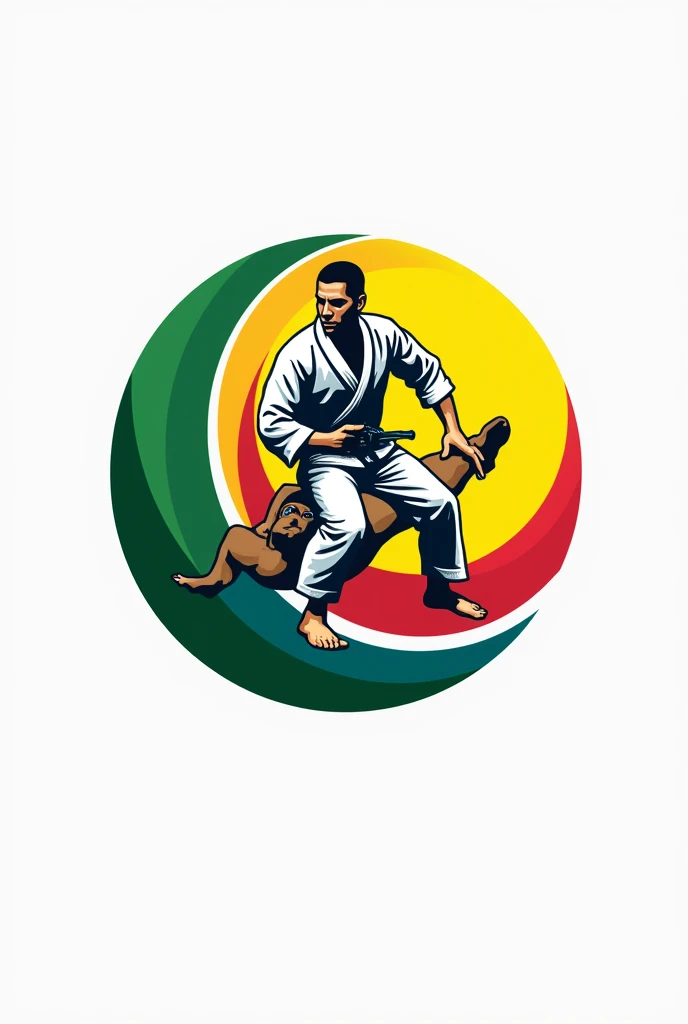 Logo Brazilian jiu-jitsu / Profº Nilson Sanches com cores verde, yellow and red