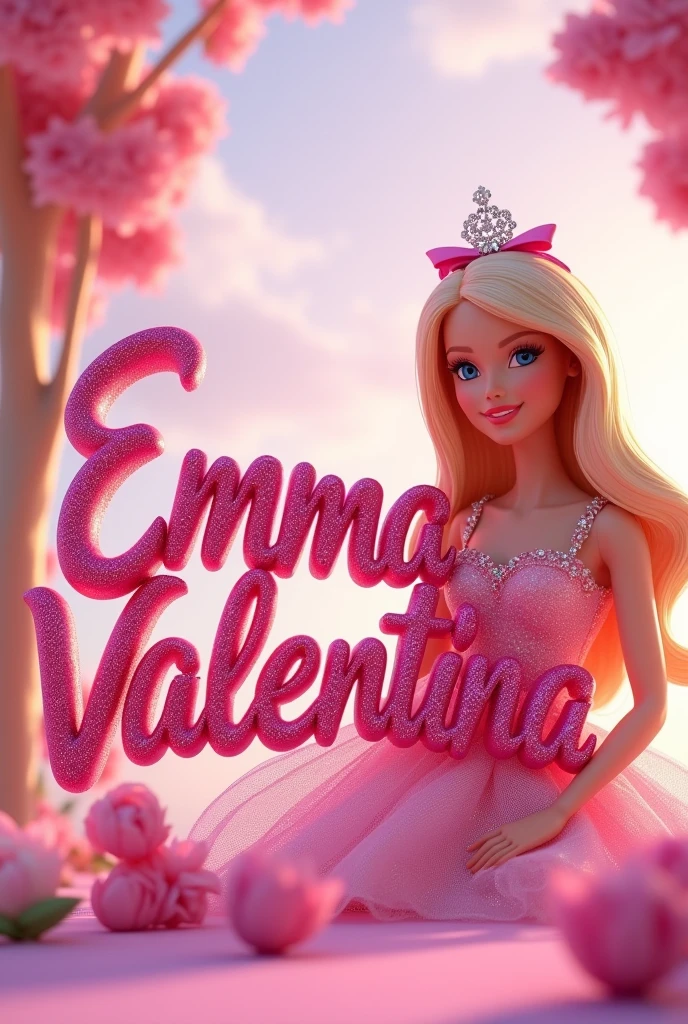 You can create the name Emma Valentina in animated Barbie style letters with an animated Barbie of the name