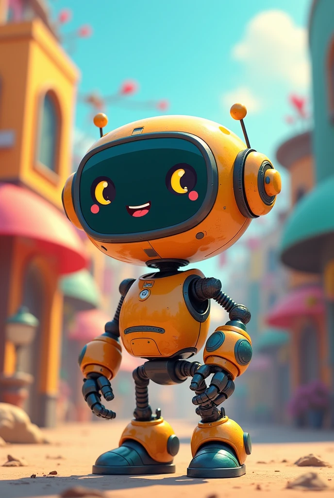 Animated colorful cartoon robot