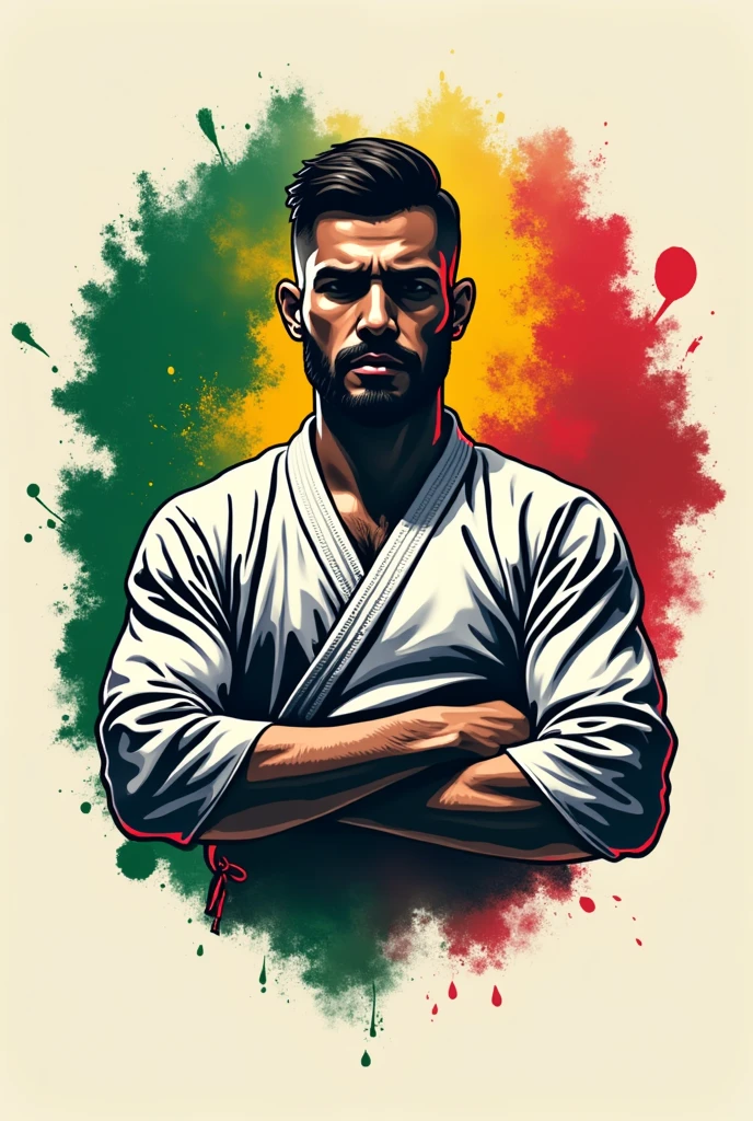 Logo Profº Nilson Sanches Brazilian jiu-jitsu com cores verde, yellow and red 