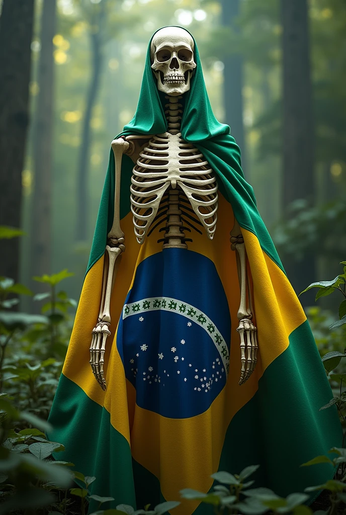 skeleton with brazilian flag in the background, for computer background