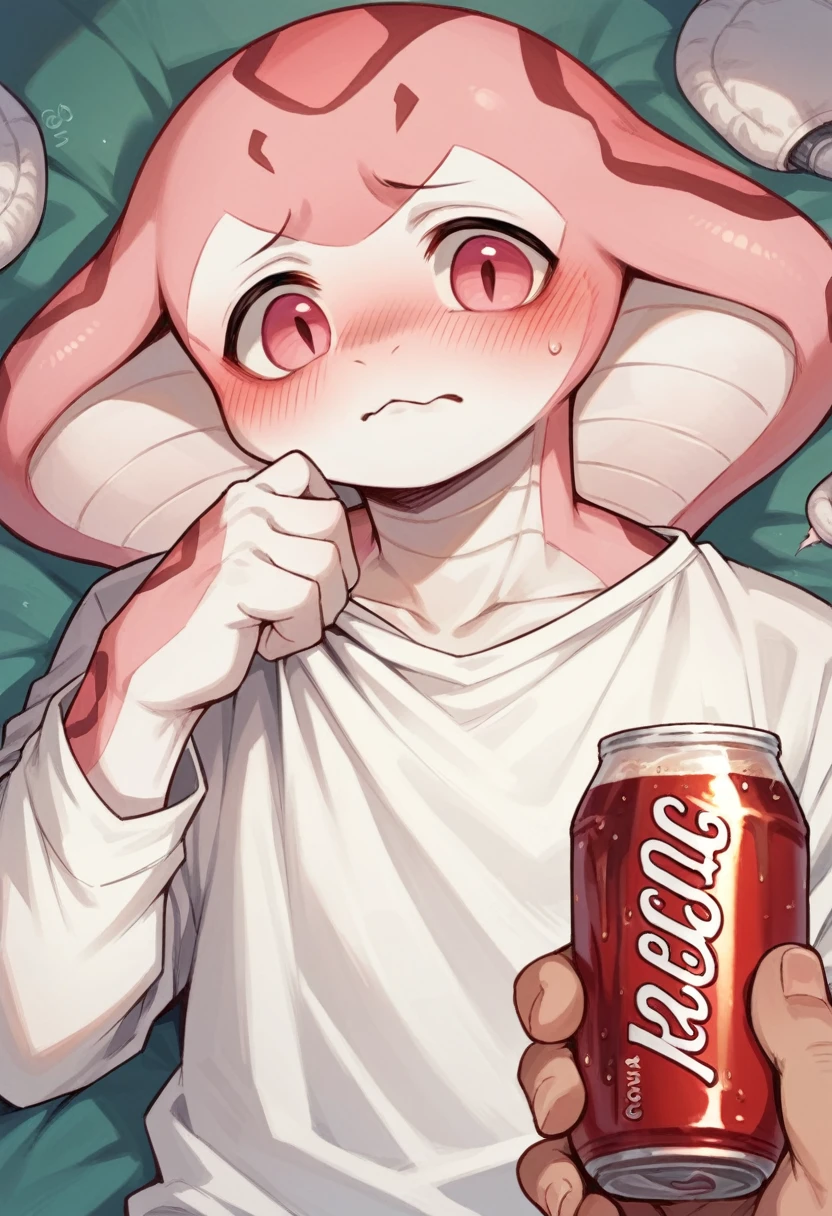 pink fur,White skin,hairy big cola,charming,Q Version,Snake,white diapers,pink eyes,shy ,blush,