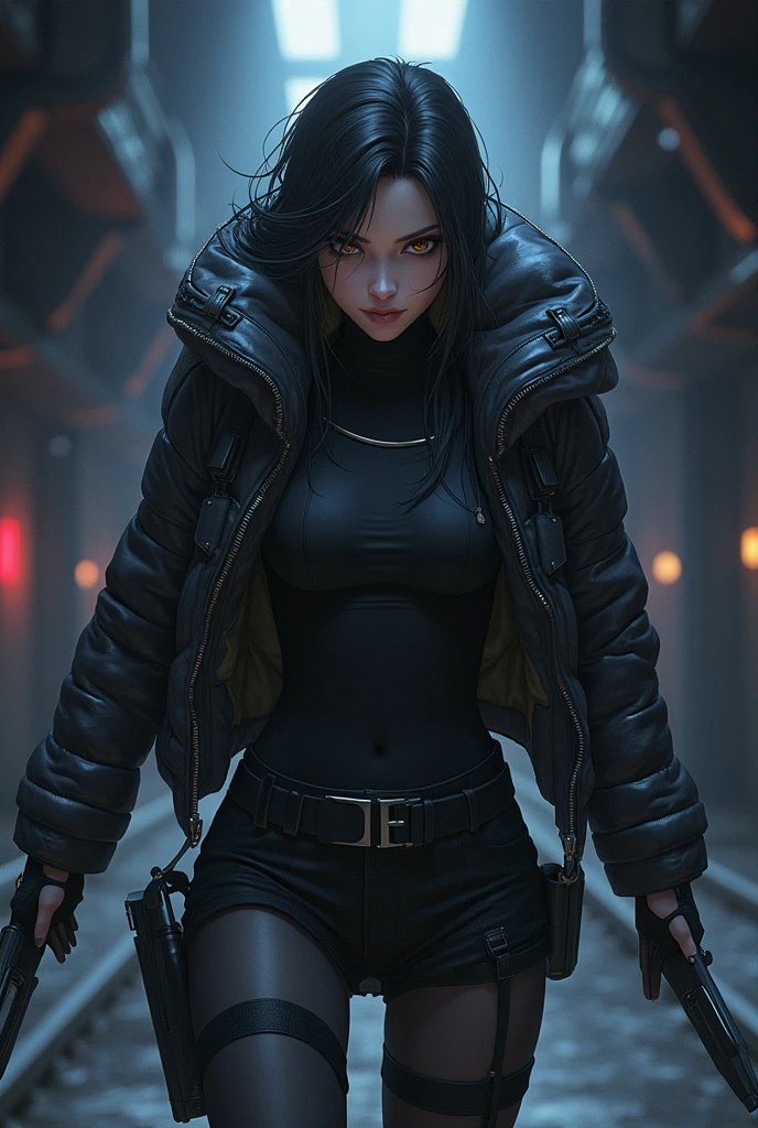 ((Amazing illustration of the same woman)) ((mulher de beleza muito sexy, cabelo branco e longo)) ((olhos vermelhos)) ((Perfect mouth and lips)) ((corpo nu e realista)) atmosfera de chuva noturna em uma cidade futurista, a bloodied sword in his hand, corpo inteiro, looking at the camera with sexy look, traje de pano rasgado muito sexy