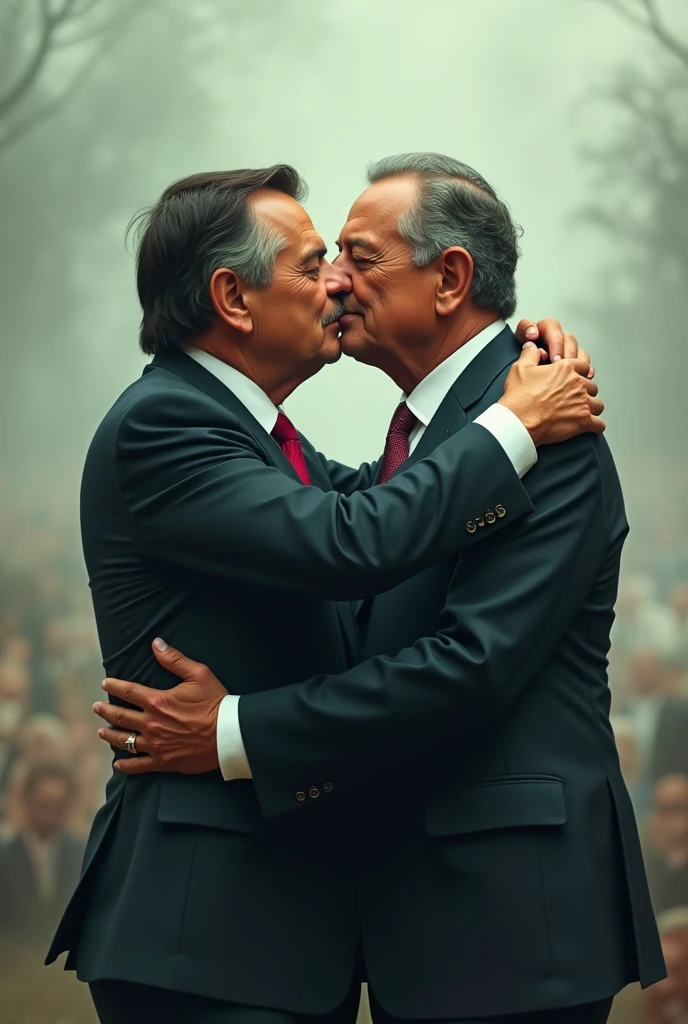 Bolsonaro and Lula kissing