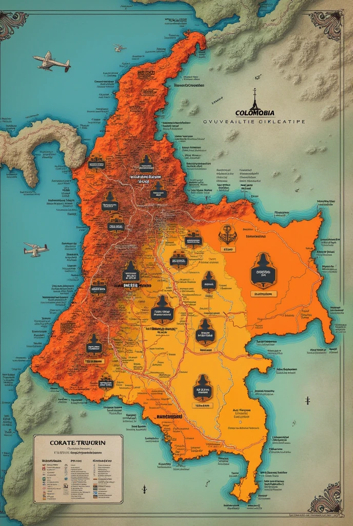 Make a map of Colombia and locate the influence of the guerrillas, paramilitaries and drug trafficking