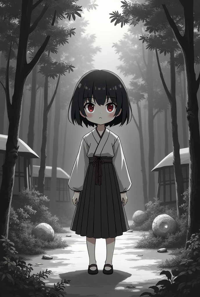 (1 girl:1.2), standing alone, himecut,traditional japanese clothes, Eyes red,style of cartoon, Joe Fenton, a black and white photo of deadpan, campsites, unbecoming, gnawling, envy, Ghast (Lovecraftian),Tranquil, soft smiling, Wayne Barlowe,, em gochuumon wa usagi desu ka? styled, Nostalgic