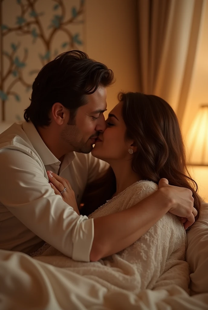 Maryam nawam and imran khan on bed take a cute kiss 