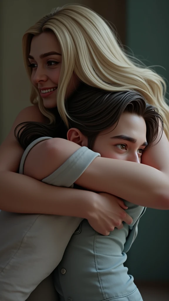 make this girl hugging joão romania the pop singer, blond please